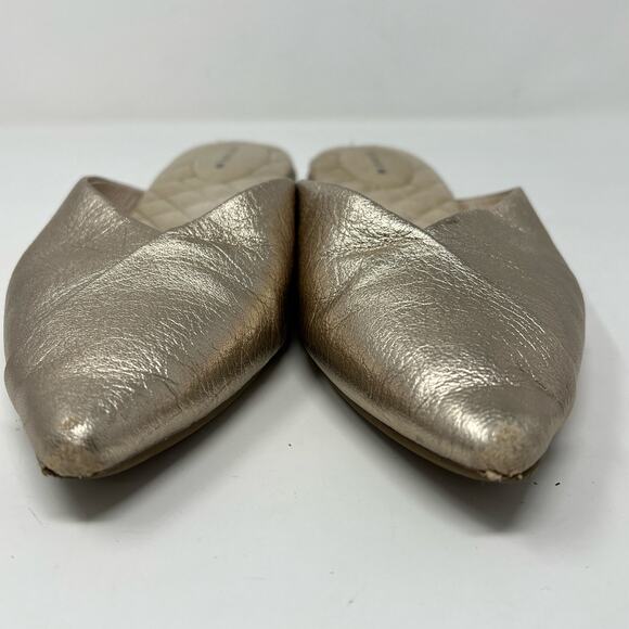 Birdies The Swans Flats Womens 8 Slip On Shoes Metallic  Gold Leather Pointed - Picture 3 of 8